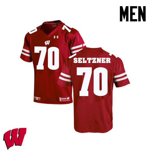 Men Winsconsin Badgers #70 Josh Seltzner College Football Jerseys-Red - Click Image to Close